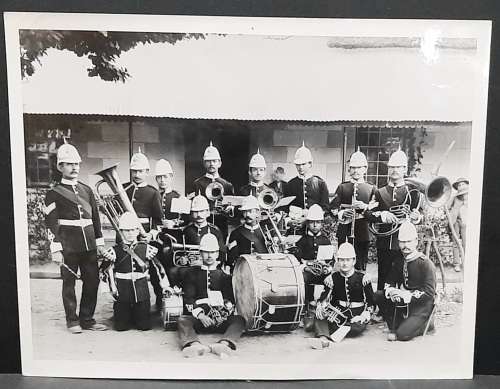 **RARE: 1897 Robertson Volunteer Rifles Band Large B/W Photograph(Inscribed) [21cm x 17cm].**