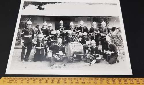 **RARE: 1897 Robertson Volunteer Rifles Band Large B/W Photograph(Inscribed) [21cm x 17cm].**