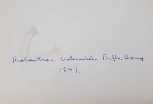 **RARE: 1897 Robertson Volunteer Rifles Band Large B/W Photograph(Inscribed) [21cm x 17cm].**