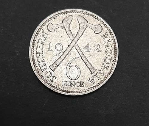 ** .925 Silver KGVI 1942 Southern Rhodesia 6d Coin (VF+) #A
