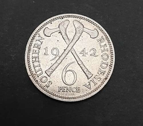 ** .925 Silver KGVI 1942 Southern Rhodesia 6d Coin (VF+) #A