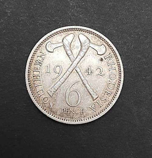 ** .925 Silver KGVI 1942 Southern Rhodesia 6d Coin (VF+) #B