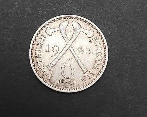 ** .925 Silver KGVI 1942 Southern Rhodesia 6d Coin (VF+) #B