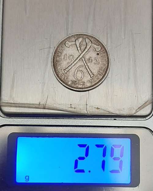 ** .925 Silver KGVI 1942 Southern Rhodesia 6d Coin (VF+) #B