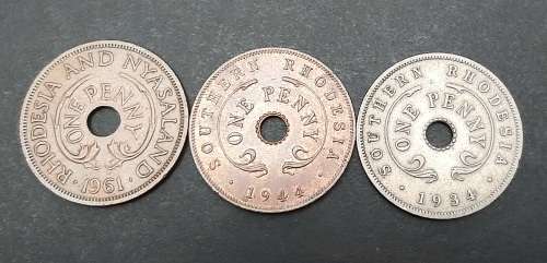 ** Lot 1930/40s Southern Rhodesia & Nyasaland Coins (x3).**