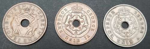 ** Lot 1930/40s Southern Rhodesia & Nyasaland Coins (x3).**