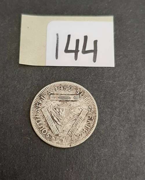 ** 1952 KGVI South Africa 3d  .500 Silver  Coin (VF/F).**