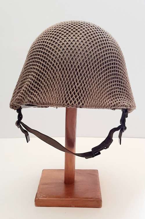 ** Border War : 1970s SADF Steel Helmet w/ Nutria Net Cover (USED).**