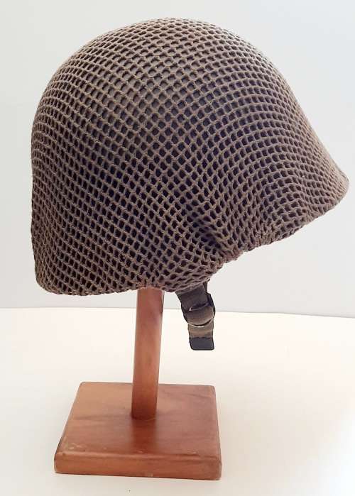 ** Border War : 1970s SADF Steel Helmet w/ Nutria Net Cover (USED).**