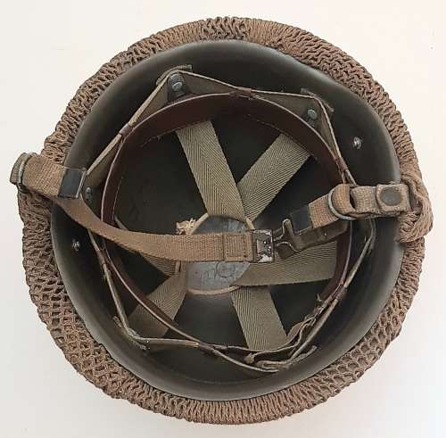 ** Border War : 1970s SADF Steel Helmet w/ Nutria Net Cover (USED).**