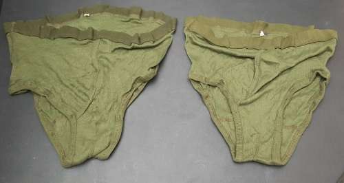 **Rhodesian Bush War: 1970s Green Rhodesian Issue Underwear x2 (Size 36 & 38).**