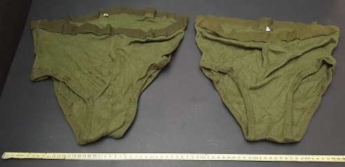 **Rhodesian Bush War: 1970s Green Rhodesian Issue Underwear x2 (Size 36 & 38).**