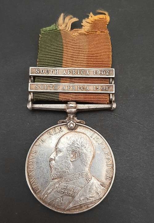**RARE: Anglo-Boer War King`s South Africa Medal w/ Silk Ribbon (Nesbitt`s Horse).**