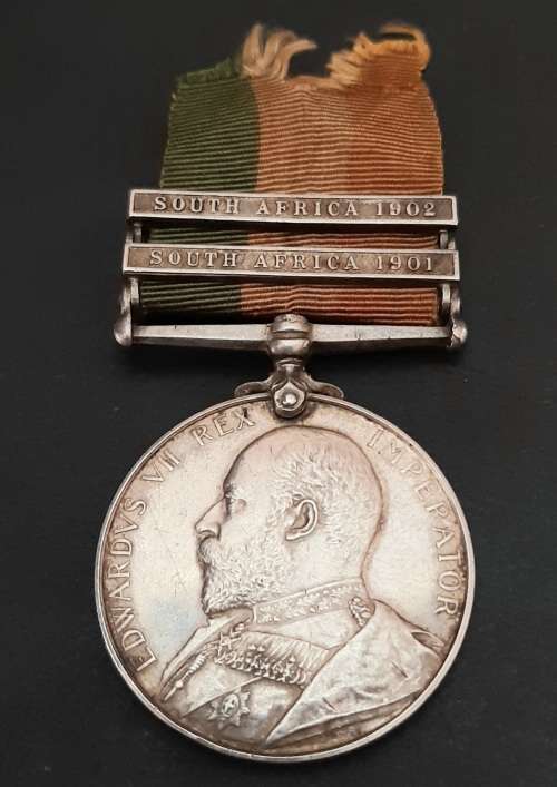 **RARE: Anglo-Boer War King`s South Africa Medal w/ Silk Ribbon (Nesbitt`s Horse).**