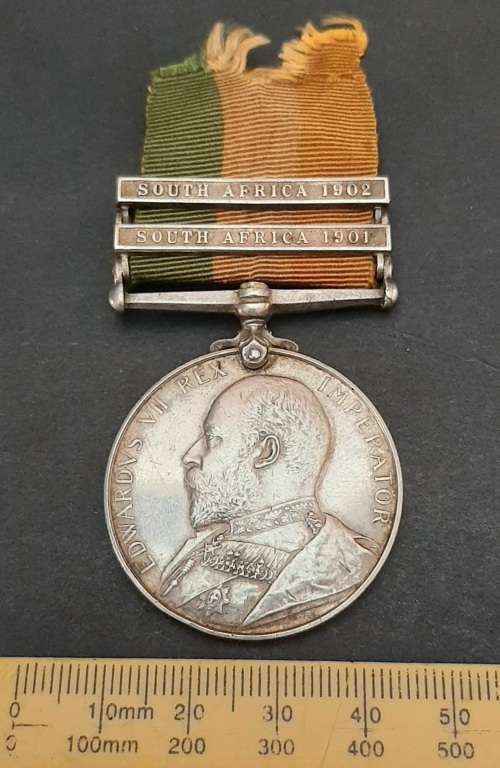 **RARE: Anglo-Boer War King`s South Africa Medal w/ Silk Ribbon (Nesbitt`s Horse).**
