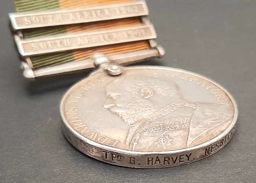 **RARE: Anglo-Boer War King`s South Africa Medal w/ Silk Ribbon (Nesbitt`s Horse).**