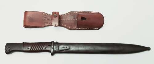 WW2 German K98 Bayonet with Scabbard and Leather Frog by F.W. Holler, Solingen