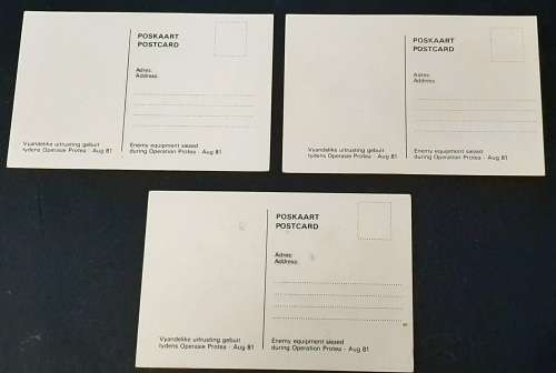 **Border War:  Lot 3 x Assorted 1981 Operation Protea SADF Propaganda Postcards (UNUSED).**