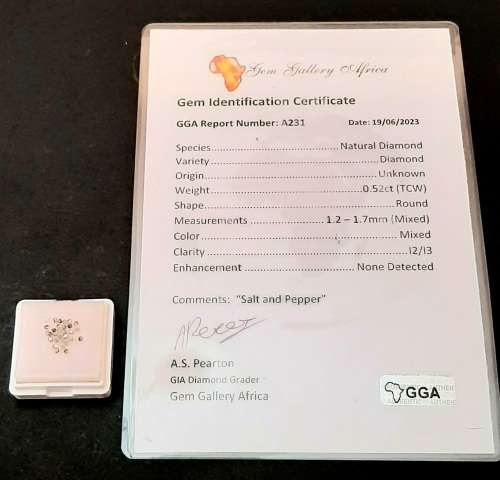STUNNING: 0.52 ct Round-cut `Salt & Pepper`  Natural Melee Diamonds(Certified).**