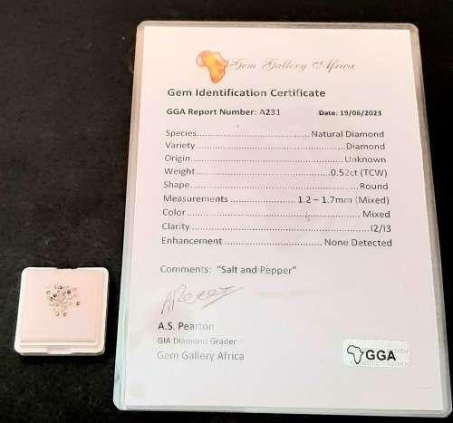 STUNNING: 0.52 ct Round-cut `Salt & Pepper`  Natural Melee Diamonds(Certified).**