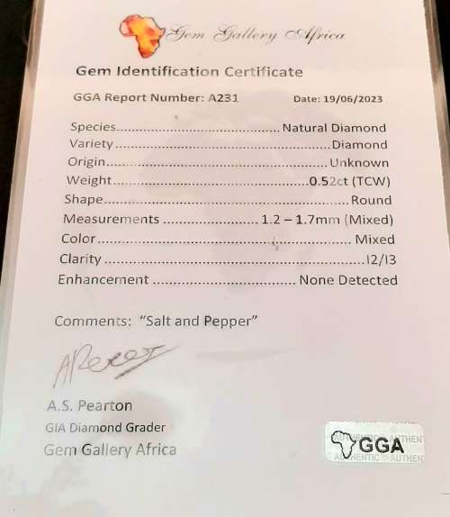 STUNNING: 0.52 ct Round-cut `Salt & Pepper`  Natural Melee Diamonds(Certified).**