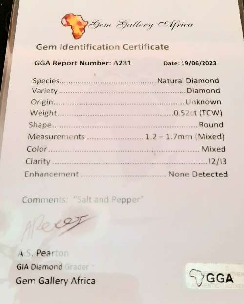STUNNING: 0.52 ct Round-cut `Salt & Pepper`  Natural Melee Diamonds(Certified).**