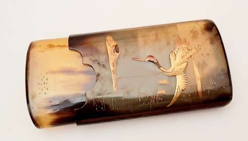 **STUNNING: Early 20th Century Chinese/ Oriental Painted Gilt Cheroot/Cigarette Case  **