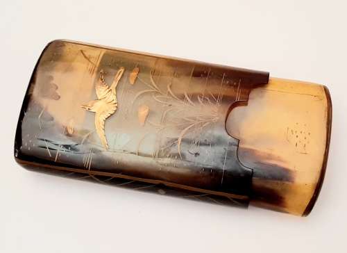 **STUNNING: Early 20th Century Chinese/ Oriental Painted Gilt Cheroot/Cigarette Case  **