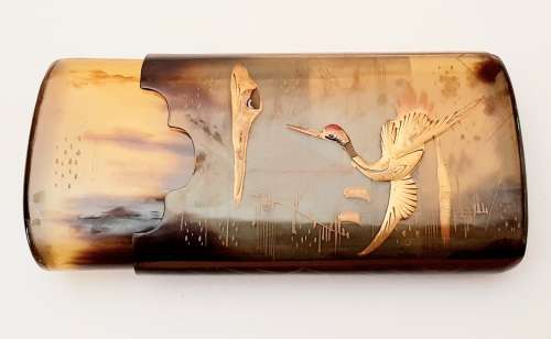 **STUNNING: Early 20th Century Chinese/ Oriental Painted Gilt Cheroot/Cigarette Case  **