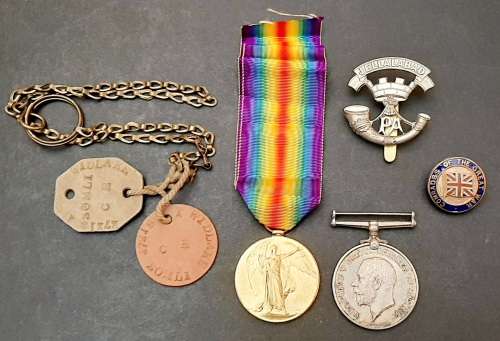 WW1 BWM & Victory Medal Pair with Accoutrements (Somerset Light Infantry)