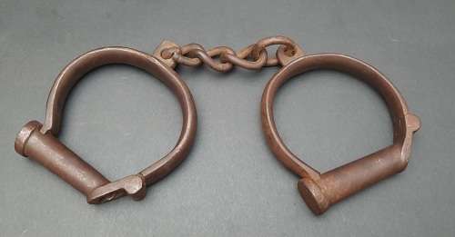 1920s South African Police (S.A.P) Marked Iron Handcuffs (S.M. Co.)