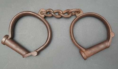 1920s South African Police (S.A.P) Marked Iron Handcuffs (S.M. Co.)