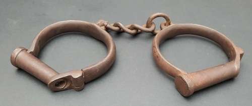 1920s South African Police (S.A.P) Marked Iron Handcuffs (S.M. Co.)