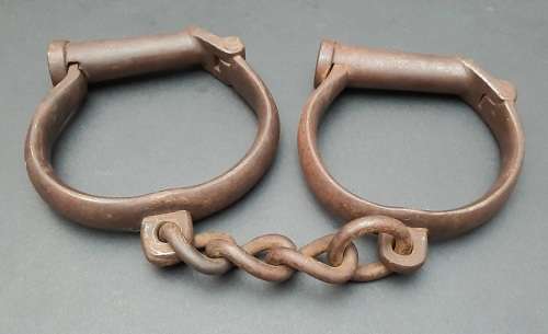 1920s South African Police (S.A.P) Marked Iron Handcuffs (S.M. Co.)