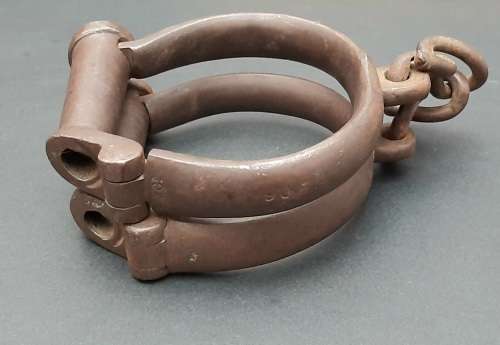 1920s South African Police (S.A.P) Marked Iron Handcuffs (S.M. Co.)