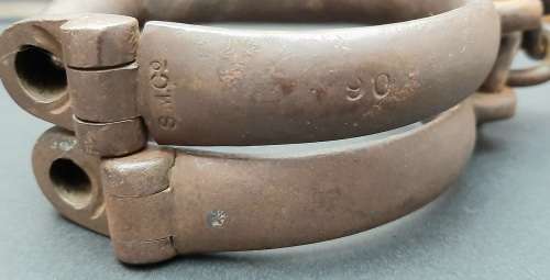 1920s South African Police (S.A.P) Marked Iron Handcuffs (S.M. Co.)
