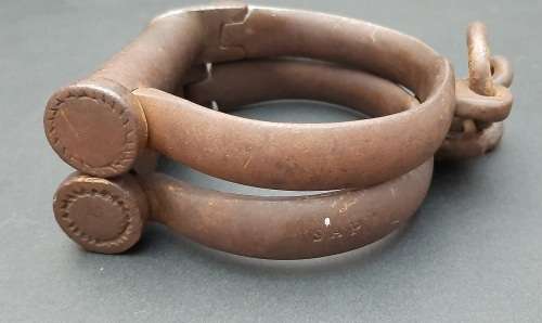 1920s South African Police (S.A.P) Marked Iron Handcuffs (S.M. Co.)