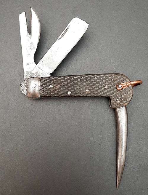 **RARE: WW1 British Patt.1905 Military Jack Knife w/ Horn Scales(12cm).**