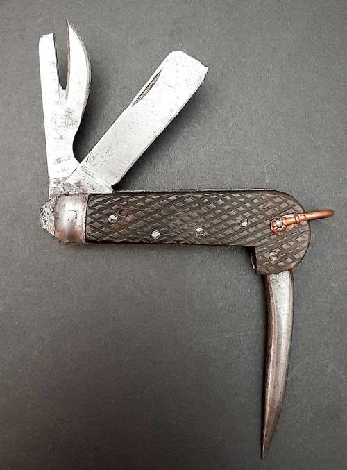 **RARE: WW1 British Patt.1905 Military Jack Knife w/ Horn Scales(12cm).**