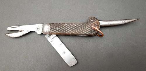 **RARE: WW1 British Patt.1905 Military Jack Knife w/ Horn Scales(12cm).**