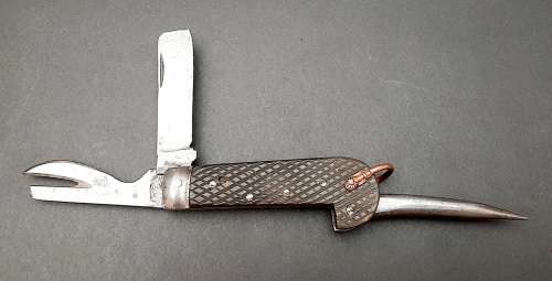 **RARE: WW1 British Patt.1905 Military Jack Knife w/ Horn Scales(12cm).**