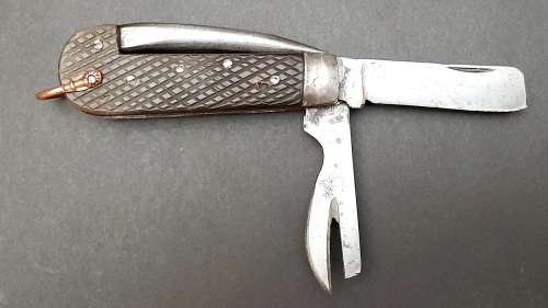 **RARE: WW1 British Patt.1905 Military Jack Knife w/ Horn Scales(12cm).**