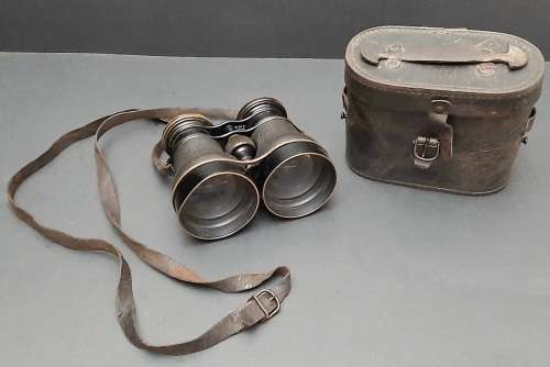 1870s Franco-Prussian War German Artillery Field Glasses with Case by Busch