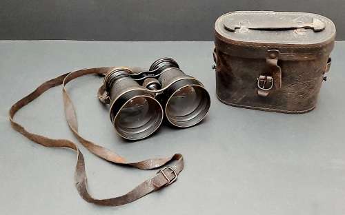 1870s Franco-Prussian War German Artillery Field Glasses with Case by Busch