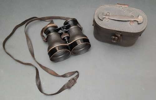 1870s Franco-Prussian War German Artillery Field Glasses with Case by Busch