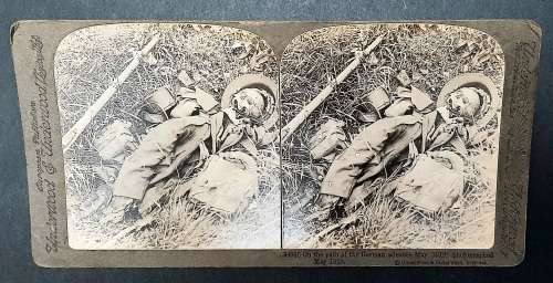 WWI Photographic Stereoscopic Slide: Operation Michael `Kaiserschlacht` Casualties