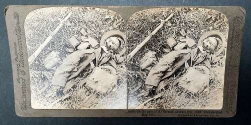 WWI Photographic Stereoscopic Slide: Operation Michael `Kaiserschlacht` Casualties