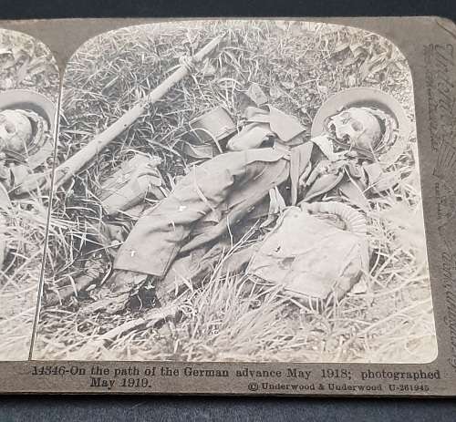 WWI Photographic Stereoscopic Slide: Operation Michael `Kaiserschlacht` Casualties