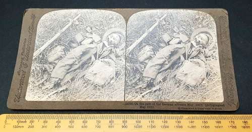 WWI Photographic Stereoscopic Slide: Operation Michael `Kaiserschlacht` Casualties
