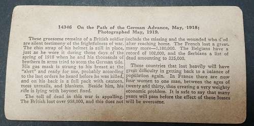 WWI Photographic Stereoscopic Slide: Operation Michael `Kaiserschlacht` Casualties